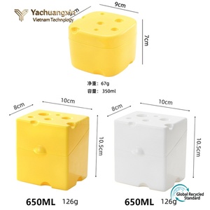 Yellow Plastic <b>Cheese</b> <b>Storage</b> Box With Flip Lid And Partitioned Compartments For Kitchen Use - Product Image 3