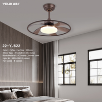 Ventilador de Techo LED de Lujo con Diseño Único, Motor de CC de Perfil Bajo para Dormitorio, Ventilador de Techo Encastrado Estilo Granja para Hoteles