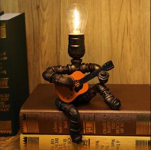 Ống sắt <span class=keywords><strong>LED</strong></span> steampunk ống nước sắt ánh sáng cổ điển Robot công nghiệp Retro ống nước Đèn bàn cho bar nhà hàng - Product Image 5