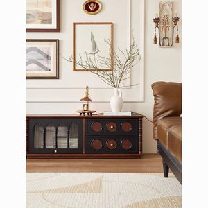 Mueble de salón de madera maciza, diseño modular, 120x40x42,5 cm, muebles de almacenamiento de estilo retro francés - Product Image 4