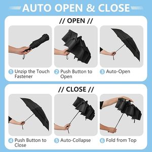 Parapluie portable pliable coupe-vent anti-UV à ouverture/fermeture automatique, haute qualité, faible MOQ, avec panneaux personnalisés drapeau jamaïcain - Product Image 5
