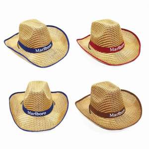 Chapeau de soleil d'été en paille naturelle, grand chapeau de cowboy mexicain de style western - Product Image 1