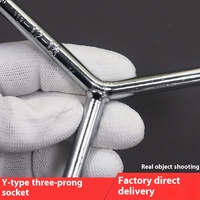 Jeu de clés à douille en Y à trois branches en acier au carbone de qualité industrielle, métriques, multifonctionnelles, courtes, triangulaires, chromées