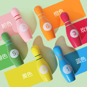 Jouets Montessori Jeu de quilles en bois massif arc-en-ciel pour enfants Développer les capacités motrices Interactif parent-enfant Cadeau d'anniversaire pour enfants - Product Image 4