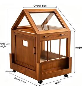 Modern Home Decor Wooden Pet House Furniture Style <b>Dog</b> Cat Bed Kennel with Wheels & Clear Roof Cozy Enclosed Shelter for Indoo - Product Image 1