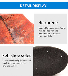 Chaussures de pêche antidérapantes camouflage avec clous sur semelle en feutre, bottes de <span class=keywords><strong>plongée</strong></span> en néoprène, chaussures aquatiques pour <span class=keywords><strong>plongée</strong></span> en eau froide - Product Image 5