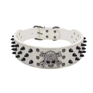 Collier pour chien en cuir avec rivets anti-morsure, grand collier pour chien avec décoration en forme de crâne - Product Image 5