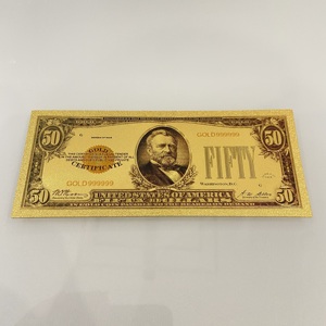 ธนบัตรของสะสมสำหรับขายส่ง ของที่ระลึก ของตกแต่ง ราคา $50  ชุบทอง 24K  ใบละ 100 ดอลลาร์  ชุบทองคำแท้ - Product Image 2
