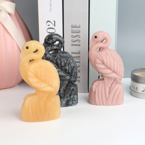 Vente en gros de sculptures d'animaux en pierre naturelle, sculptures d'oiseaux en cristal, statues de flamants roses en pierres précieuses pour la décoration de table - Product Image 6