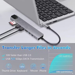 8 in 1 USB mozzo C tipo C a 4K adattatore HDTV con RJ45 SD/TF lettore di schede caricabatterie veloce <span class=keywords><strong>per</strong></span> MacBook Notebook Windows Computer portatile - Product Image 5