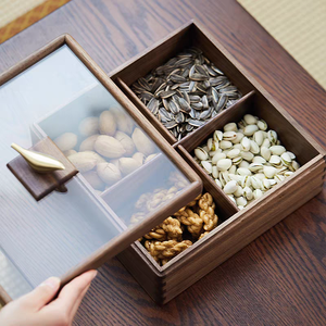 Plateau à fruits carré en <span class=keywords><strong>bois</strong></span> laqué, boîte à bonbons avec couvercle, moderne, haut de gamme, durable, récipient alimentaire multifonctionnel - Product Image 4