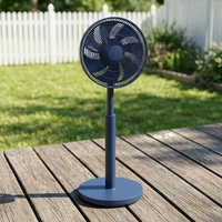 Ventilateur sur pied DC 12 pouces à économie d'énergie, mode veille, 12 vitesses, 7 pales, 2-en-1 (table/sol), alimenté par batterie, usage domestique