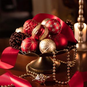 Set di Decorazioni Natalizie Valery Madelyn, 30 Palline da 236 Pollici Rosse e <span class=keywords><strong>Oro</strong></span>, Infrangibili, a Forma di Sfera, Decorazioni di Lusso per <span class=keywords><strong>Albero</strong></span> di Natale - Product Image 4
