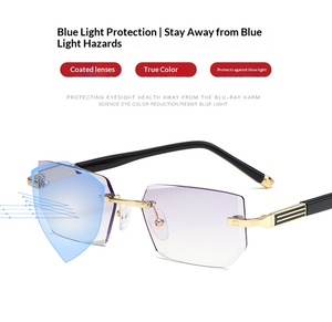 Lunettes de lecture progressives sans monture bloquant la lumière bleue, légères, HD, anti-fatigue, style professionnel, pour hommes et femmes âgés - Product Image 4