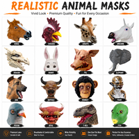 Masque en latex animal pour enfants : Cheval, Coq, Singe, Cochon, Léopard, Poisson – Accessoires de simulation pour Halloween et la Journée des Enfants