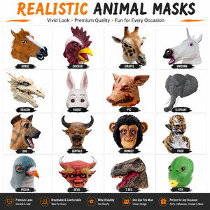 Maschera in Lattice a Forma di Animale per Bambini: Cavallo, Gallo, Scimmia, Maiale, Leopardo, Pesce - Accessori per <span class=keywords><strong>Halloween</strong></span> e Festa dei Bambini - Product Image 1