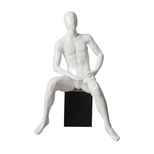 Maniquíes de fibra de vidrio blancos y brillantes para uso en tiendas masculinas - Product Image 1