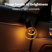 Lampe suspendue créative pour voiture, avec ampoule Edison vintage à détecteur de mouvement rechargeable, motif visage souriant, pour décoration intérieure automobile
