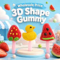 Sucettes gélifiées 3D en forme de fruits (Fraise, Pastèque, Canard) – Bonbons mous aux jus de fruits pour fêtes d'enfants – Vente en gros