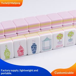 <span class=keywords><strong>Mahjong</strong></span> américain rose-violet en acrylique à quatre couches, motif floral et texte JOKER, pour usage domestique, vente en gros - Product Image 4