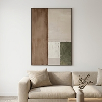 Peinture à l'huile sur toile 100% faite à la main, multi-texturée, blocs de couleur, art abstrait nordique, cadre fin, taille personnalisable, villa de luxe