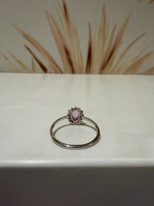 Bague demi-éternité en or 10K avec saphir rose et grand diamant, alliance de mariage, bijou de déclaration avec saphir naturel pour fiançailles - Product Image 3