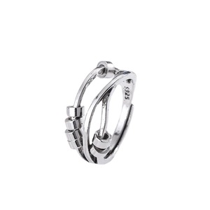 Retro European American Thai Silver Ring Women's Double Layer Ball Design Index Finger Jewelry Gift Fashion Rings - Product Image 5