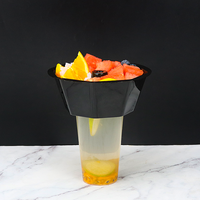 Bol à salade créatif pour fête d'anniversaire, cinéma, popcorn, thé au lait, 2 en 1, bol à fruits, gobelet en plastique avec plateau à collation, diamètre 90 mm