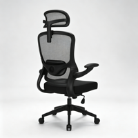 Chaise de bureau ergonomique moderne en maille noire, réglable en hauteur, avec coussin épais pour salle de conférence et salle d'étude