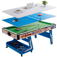 Table de billard multifonctionnelle 3 en 1 de 6 pieds avec plateau de tennis de table et bureau d'étude, table de jeu verticale peu encombrante