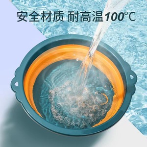 Foldable Silicone Wash Basin Round Portable Travel Kitchen Vegetable Washing Basin Small Medium Large Extra Large Blue Green - Product Image 4