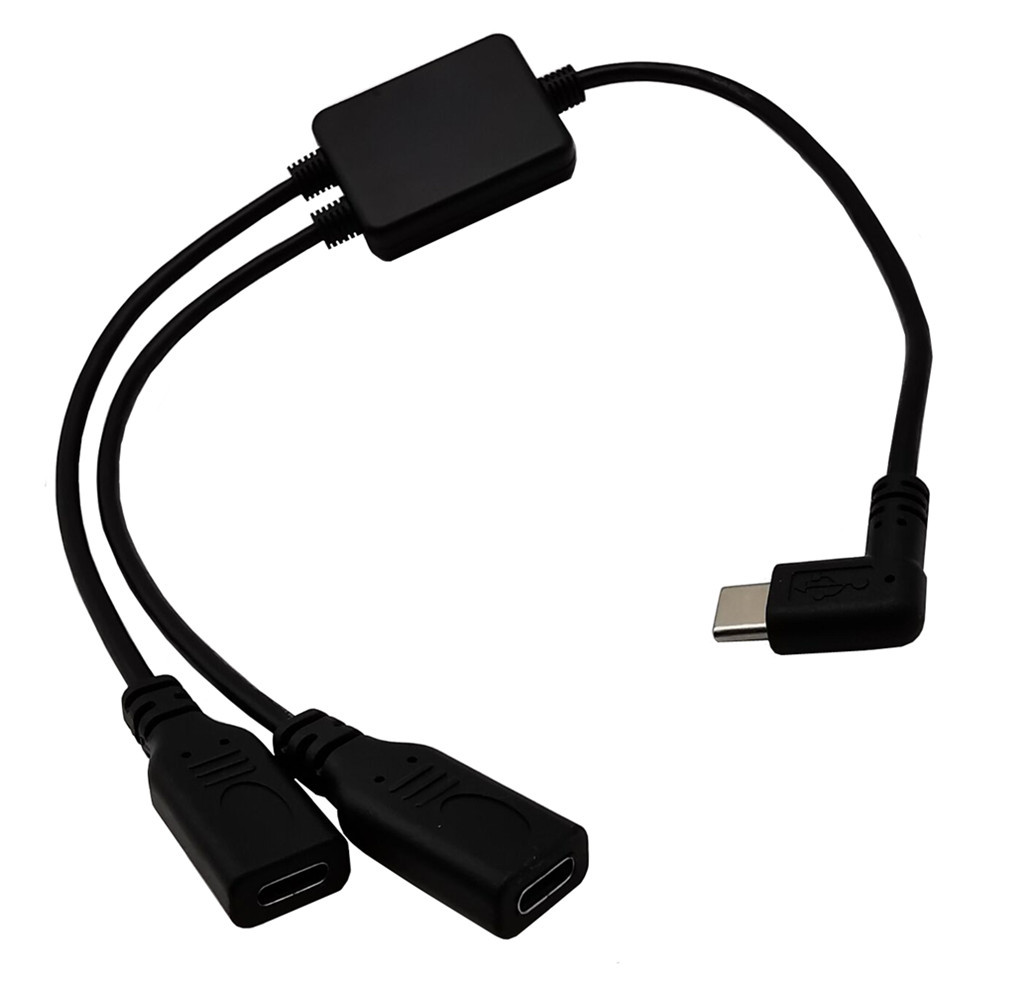 USB-C Male to 2 Type-C Female Extension Cable, 0.3m, 3A Fast