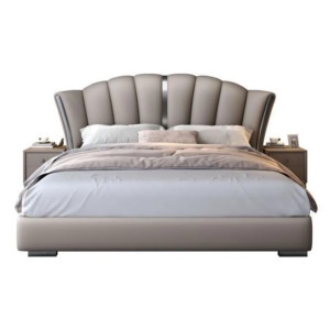 Ensemble de meubles de chambre à coucher contemporains de luxe pour usage commercial, lit en cuir véritable luxueux, lit moelleux, certifié ENF, hôtel - Product Image 1