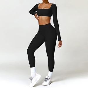 Conjunto Deportivo para Mujer, Ropa de Yoga, Conjunto de Chándal, Tops y Leggings con Control de Abdomen, Top Deportivo Corto, Brasier Deportivo, Pantalones Cortos de Ciclismo, Fitness - Product Image 5