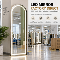 Miroir LED arqué pleine longueur sur pied, à intensité variable, commande tactile, 3 températures de couleur, 500x1600mm pour salle de bain