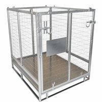 Conteneur en treillis métallique pliable pour chariot élévateur, accès facile en usine, entrée 4 voies, cage à palettes pour entrepôt, stockage logistique, 800 kg