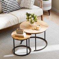 Table basse moderne à panneaux avec tables d'appoint en bois réglables et cadre métallique, idéale pour balcon et salon - Vente chaude