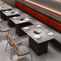 Table de restaurant circulaire personnalisée pour hot pot, table et chaises de style coréen, barbecue commercial de luxe