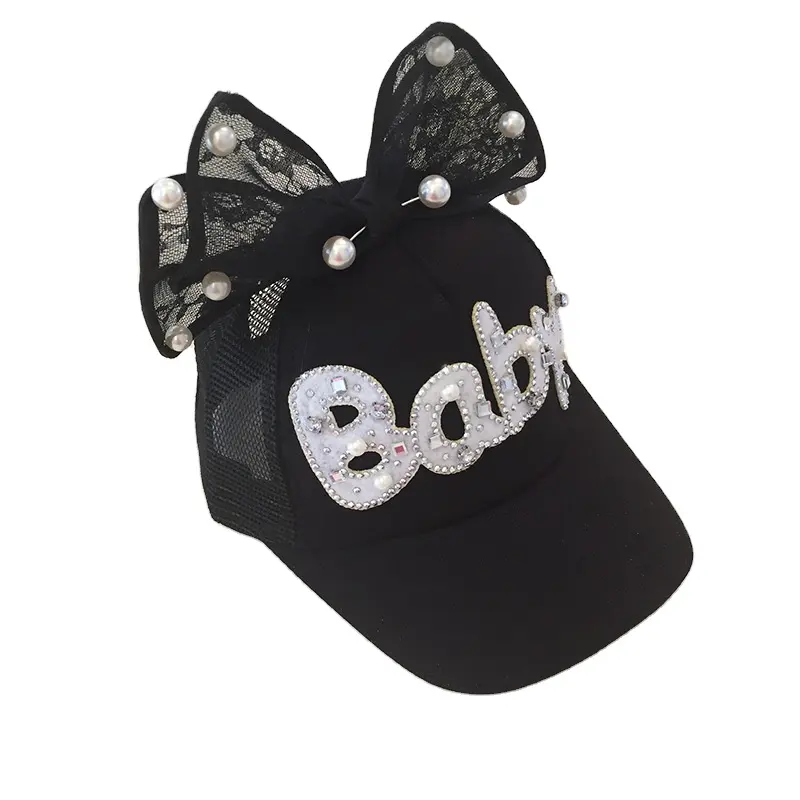 2022 new style letter baby 5 colors rhinestones kids baseball cap with bowknot hot sell