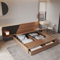 Derniers meubles de chambre à coucher modernes, lit queen size avec rangement, cadre de lit tatami, lit double king en bois