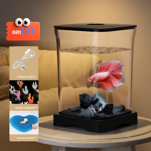 Tanque de Peixe <span class=keywords><strong>Betta</strong></span> Moderno JSD Doufish de 2L, Plástico, Forma de Balde, Ecológico, para Sala de Estar - Product Image 2