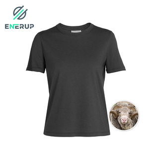 Enerup 180 grammi T-Shirt girocollo da <span class=keywords><strong>donna</strong></span> a girocollo in lana Merino larga e <span class=keywords><strong>grande</strong></span> e alta taglia girocollo a maniche corte personalizzate - Product Image 1