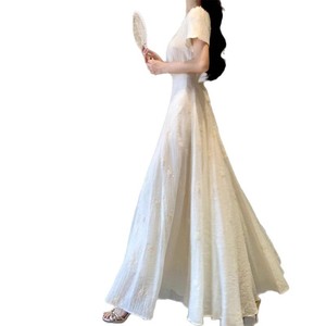 Bellflower French First Love Dress O-Neck A-line Long Dress Natural Waistline For Daily Dates Parties Tourism Beach Camping - Product Image 5