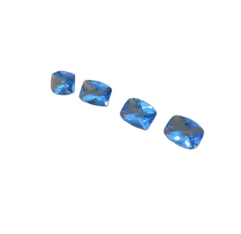 卸売ブルークリスタル長方形平底ダイヤモンドカットガラスクリスタル、象眼細工ジュエリー加工可能