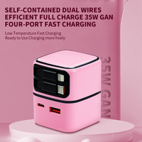 Pengisi daya Tipe C 35W GaN PD USB C adaptor dinding Output ganda steker dapat dilipat untuk MacBook Samsung iPhone grosir OEM