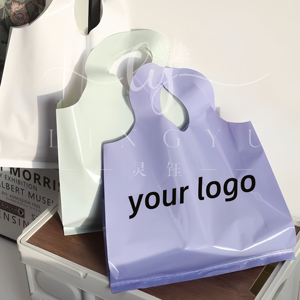 Sacchetti di Plastica Personalizzati con Manici, Borse Riciclabili per Abbigliamento, Sacchetti di Plastica con Scritta 'Grazie' per Piccole Imprese - Product Image 1