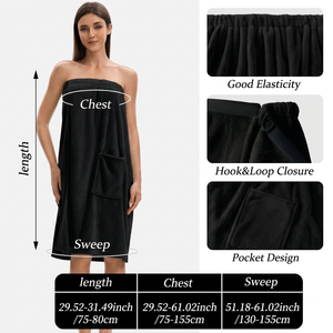 High Quality Women's <b>Towel</b> <b>Wrap</b> Dress Soft Absorbent Hypoallergenic Spa Shower <b>Wrap</b> with Pocket Machine Washable Solid Color - Product Image 4