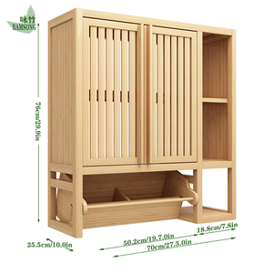 Gabinete <span class=keywords><strong>de</strong></span> Almacenamiento <span class=keywords><strong>de</strong></span> Bambú <span class=keywords><strong>para</strong></span> Montar en la Pared con Toallero, Gabinete <span class=keywords><strong>de</strong></span> <span class=keywords><strong>Baño</strong></span> con Puerta <span class=keywords><strong>de</strong></span> Listones Transpirables <span class=keywords><strong>para</strong></span> el Hogar - Product Image 3