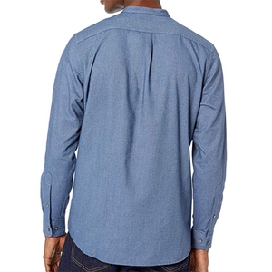 Hommes 100% coton <span class=keywords><strong>oxford</strong></span> <span class=keywords><strong>col</strong></span> debout couleur uni manche longue chemise décontractée - Product Image 6