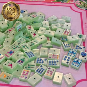 Fichas de Mahjong Americanas de Acrílico, Juego de Lujo con Grabado Refinado - Product Image 1